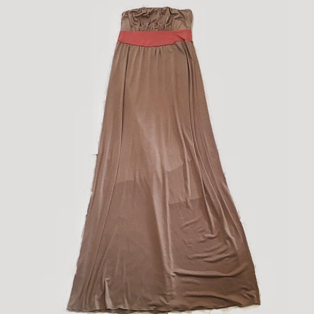 Baby Phat strapless matte gold/bronze maxi dress